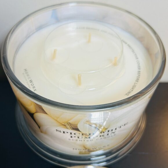 HomeWorx by Slatkin Spiced White Pumpkin 4-Wick 18 oz Candle NEW - Picture 3 of 4